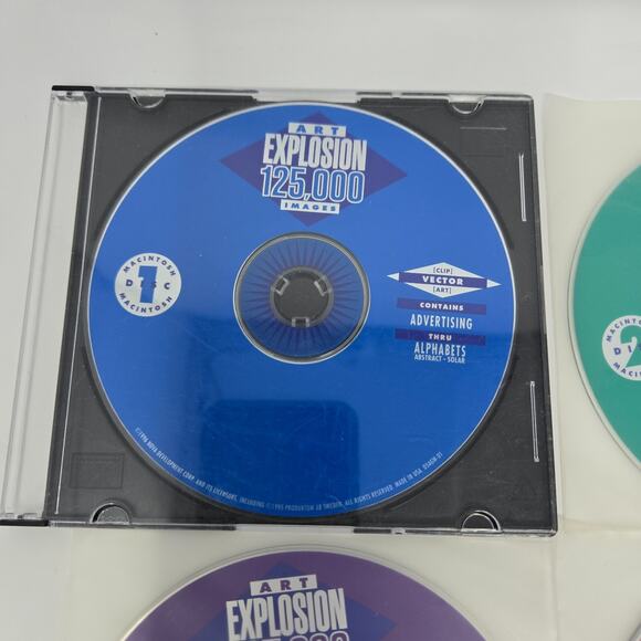 Vintage Macintosh Art Explosion 750,000 Design Software 13 Disc Set 1996 Unused - Picture 8 of 16